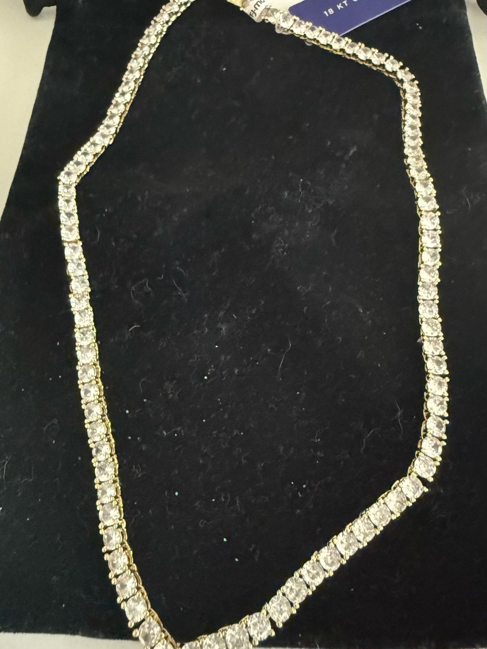 Classic Gold-Tone Clear Crystal Tennis Necklace - Women Jewelry